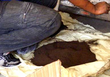 a pile of soot from chimney cleaning